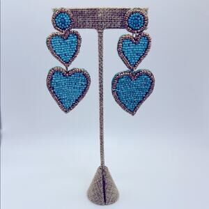 NEW! Francesca’s Collection Blue Heart Drop Earrings